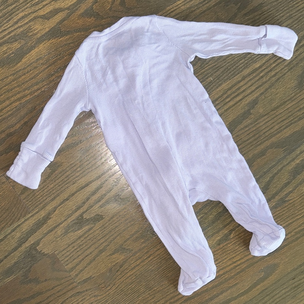 babyGAP Lavender Ribbed & Ruffled Two-Way Zip One-Piece | 0-3 Months - Picture 5 of 8